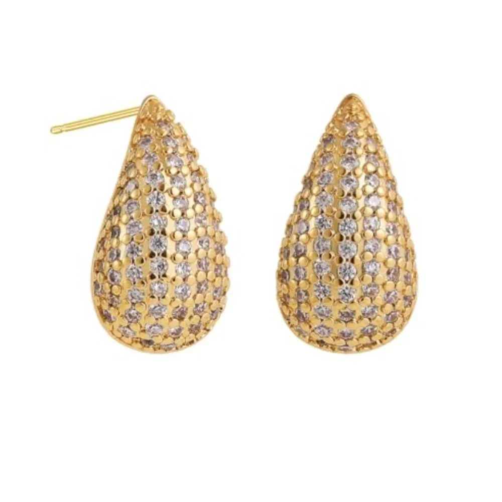 NEW! Chunky Gold Stud Teardrop Earrings